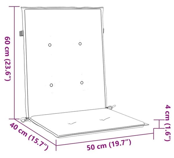 Székpárna szett - 6 db alacsony háttámlás - Tengerészkék - 100x50cm