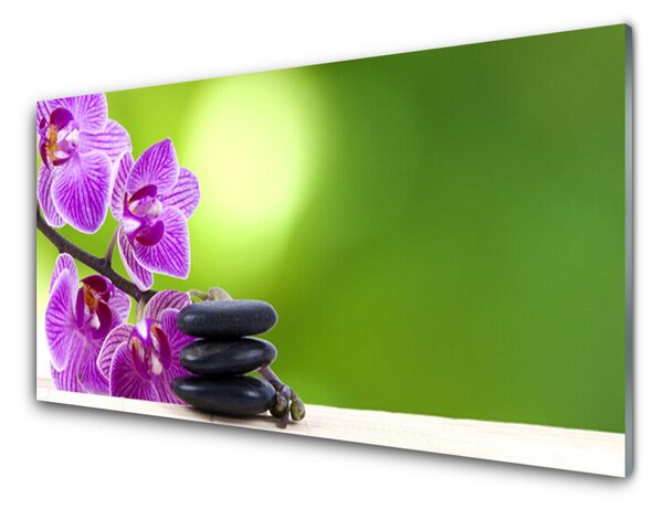 Üvegkép Orchideák zöld virágok