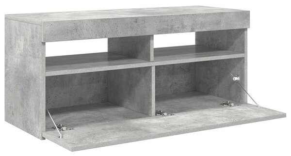 Betonszürke TV-szekrény LED-világítással 90 x 35 x 40 cm