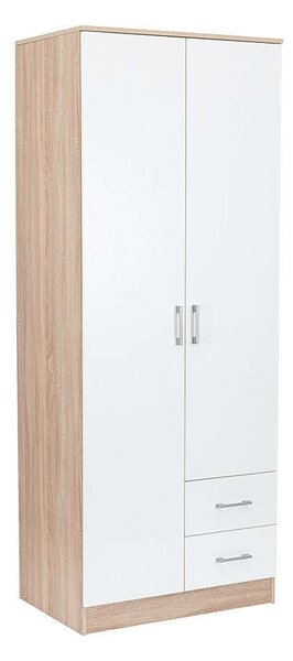 Miami Gardróbszekrény - 80x205 cm - Fehér/Sonoma Tölgy