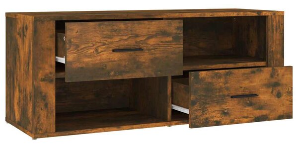 Füstös tölgy színű szerelt fa TV-szekrény 100 x 35 x 40 cm