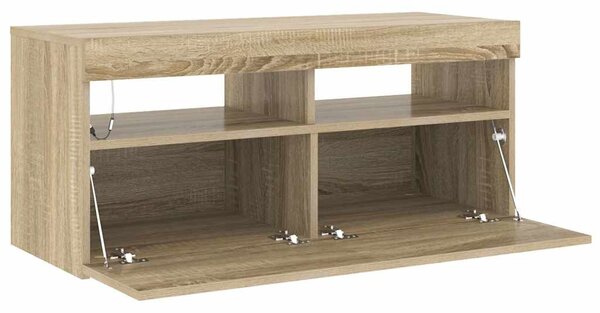 Sonoma tölgy színű TV-szekrény LED-világítással 90 x 35 x 40 cm