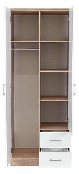 Miami Gardróbszekrény - 80x205 cm - Fehér/Sonoma Tölgy