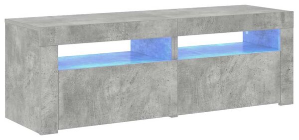 Betonszürke TV-szekrény LED-lámpákkal 120 x 35 x 40 cm