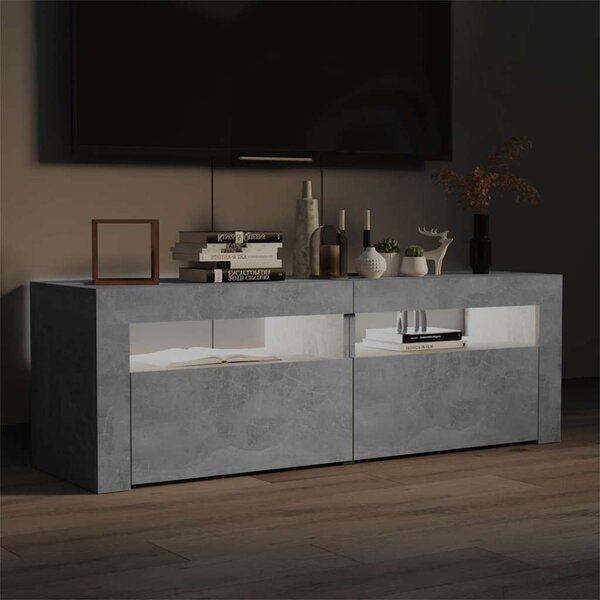 Betonszürke TV-szekrény LED-lámpákkal 120 x 35 x 40 cm