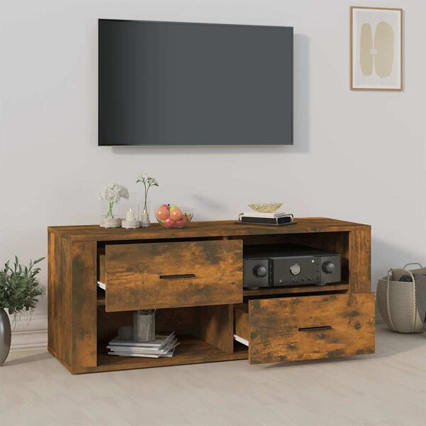 Füstös tölgy színű szerelt fa TV-szekrény 100 x 35 x 40 cm