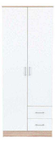Miami Gardróbszekrény - 80x205 cm - Fehér/Sonoma Tölgy