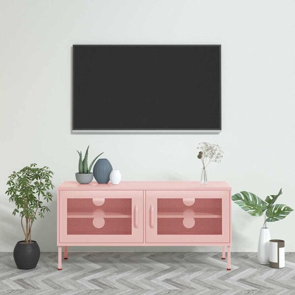 Rózsaszín acél TV-szekrény 105 x 35 x 50 cm
