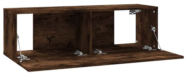 Füstös tölgy színű szerelt fa fali TV-szekrény 100 x 30 x 30 cm