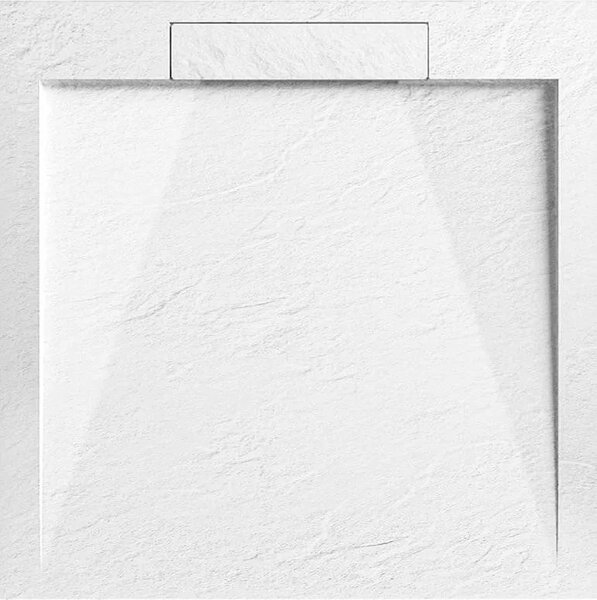Zuhanytálca - kőhatású, strukturált pala - kompozit ásvány - Viva ES - matt fehér - 90 x 90 x 3 cm