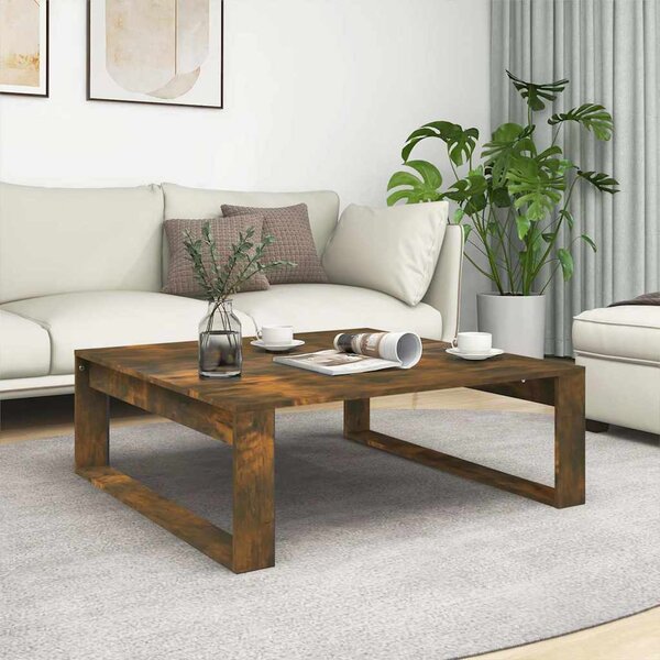 Füstös tölgy színű szerelt fa dohányzóasztal 100 x 100 x 35 cm