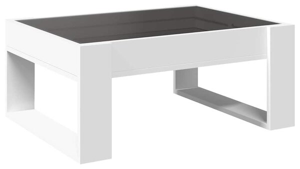 Fehér végtelen hatású LED-es dohányzóasztal 70 x 53 x 30 cm