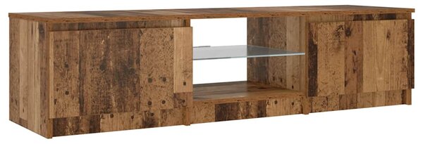 Antik fa színű szerelt fa TV-szekrény LED-ekkel 140x40x36 cm