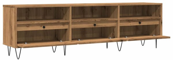 Kézműves tölgy színű szerelt fa TV-szekrény 150 x 30 x 44,5 cm