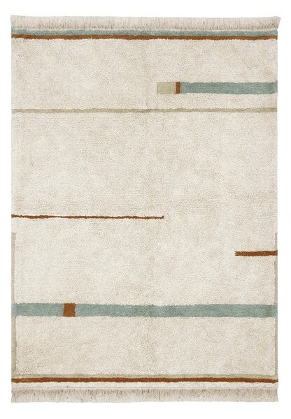 Kék-krémszínű mosható kézi szövésű pamut szőnyeg 90x130 cm Lanes Vintage Blue – Lorena Canals