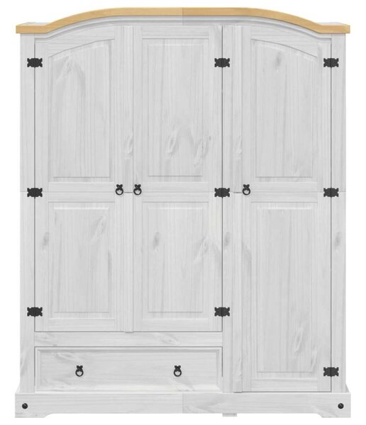 VidaXL Corona Ruhaszekrény - Tömör Fenyőfa - Fehér - 151,5x52x186 cm