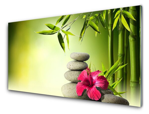 Üvegkép Virág bambusz Zen kövek