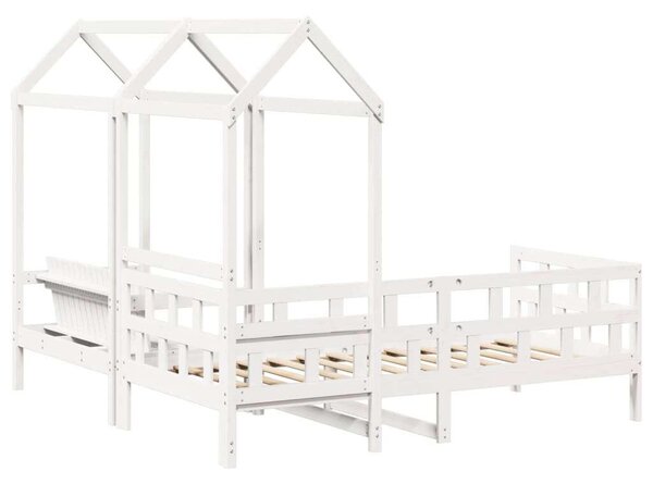 VidaXL fehér tömör fenyőfa kanapéágyszett tetővel 80 x 200 cm