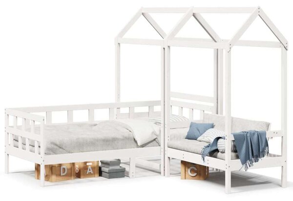 VidaXL fehér tömör fenyőfa kanapéágyszett tetővel 80 x 200 cm