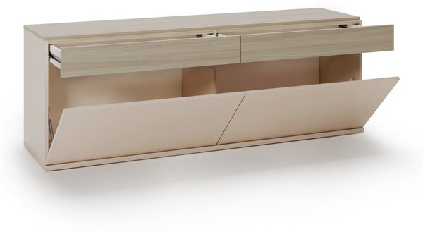 TV-állvány Sermavi 113, Laminált forgácslap, 62x175x44cm, Bézs, Tölgy