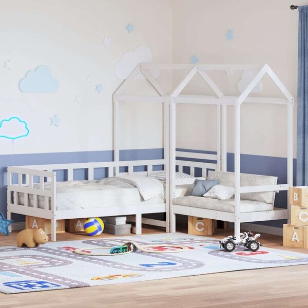 VidaXL fehér tömör fenyőfa kanapéágyszett tetővel 80 x 200 cm