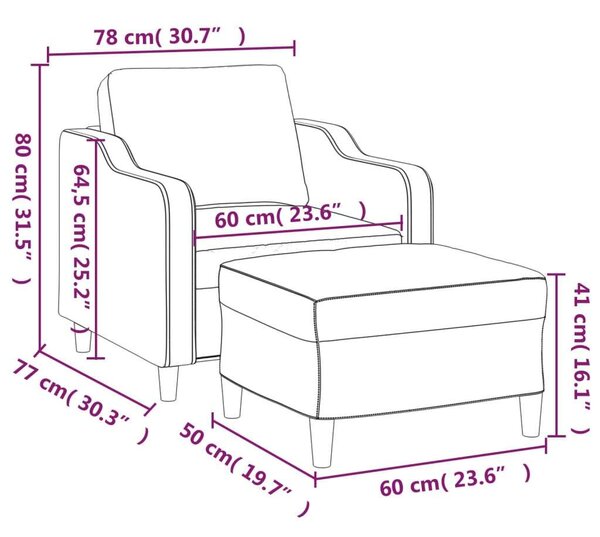 VidaXL sötétszürke szövet kanapéfotel lábtartóval 60 cm