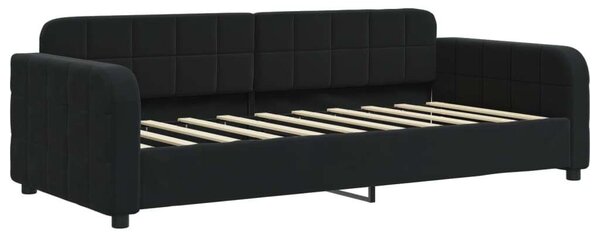 Fekete kihúzható bársonyheverő 90 x 190 cm