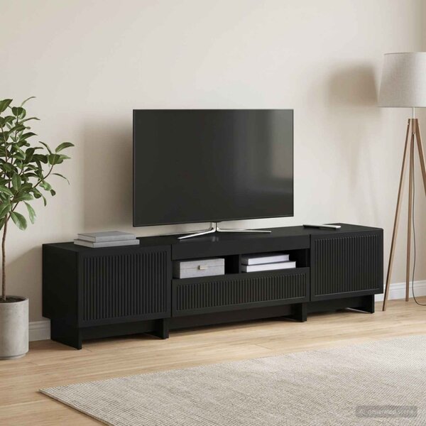5 darabos LED TV szekrény Fekete Szerelt Fa