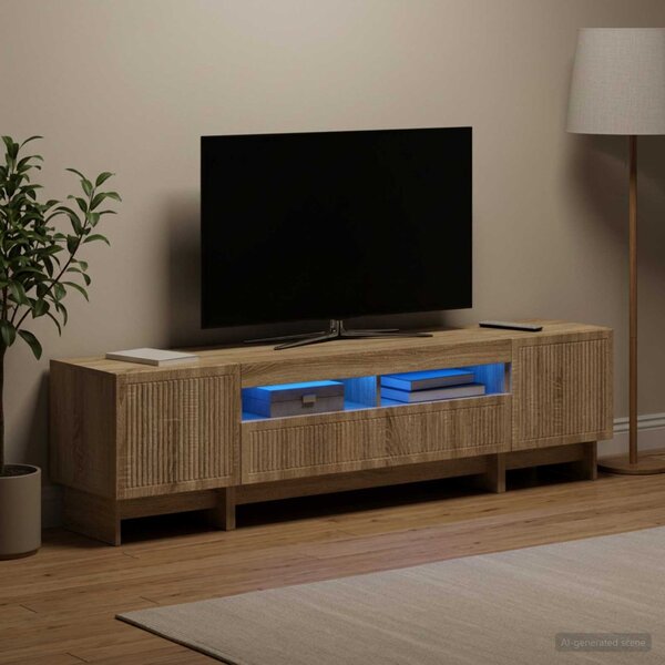 3 darabos LED TV szekrény EDE Sonoma Tölgy Szerelt Fa