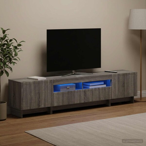 5 darabos LED TV szekrény Szürke Sonoma Szerelt Fa