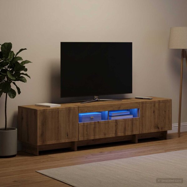 5 darabos LED TV szekrény Kézműves Tölgy Szerelt Fa