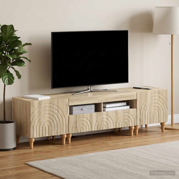 3 darabos LED TV szekrény Sonoma Tölgy Szerelt Fa