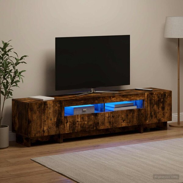 5 darabos LED TV szekrény Füstös Tölgy Szerelt Fa