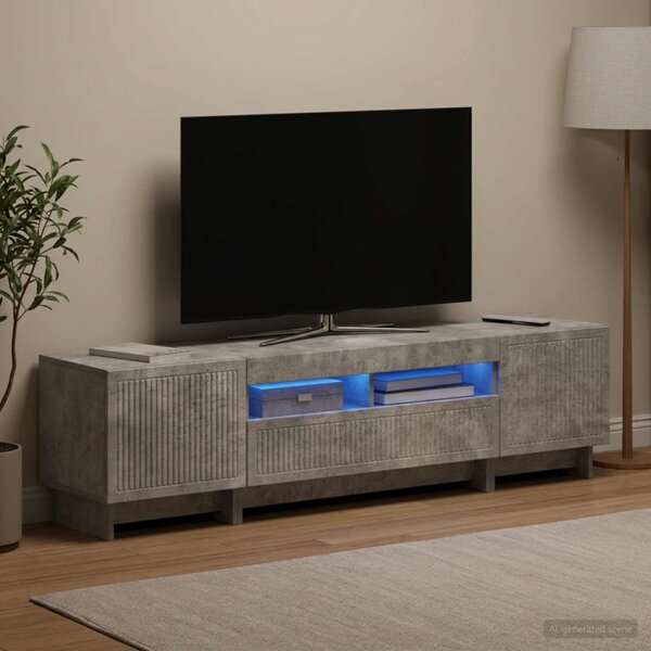 5 darabos LED TV szekrény Betonszürke Szerelt Fa