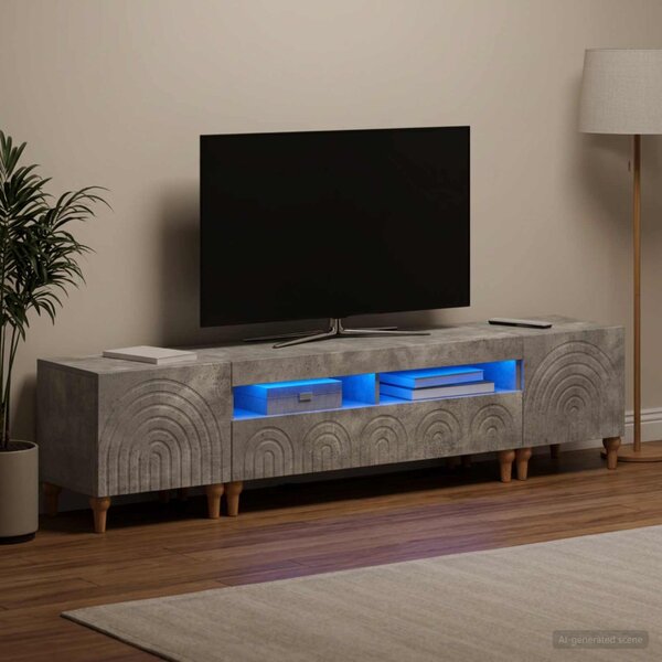 3 darabos LED TV szekrény Betonszürke Szerelt Fa