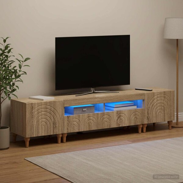 3 darabos LED TV szekrény Sonoma Tölgy Szerelt Fa