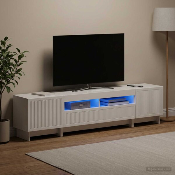 5 darabos LED TV szekrény Magasfényű Fehér Szerelt Fa