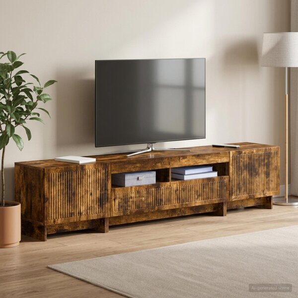 5 darabos LED TV szekrény Füstös Tölgy Szerelt Fa