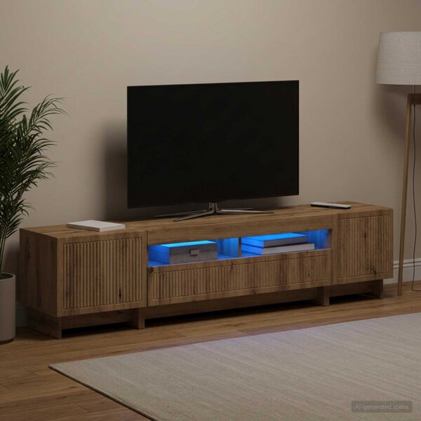 5 darabos LED TV szekrény Kézműves Tölgy Szerelt Fa