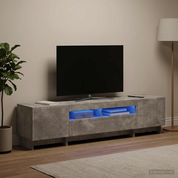 5 darabos LED TV szekrény Betonszürke Szerelt Fa