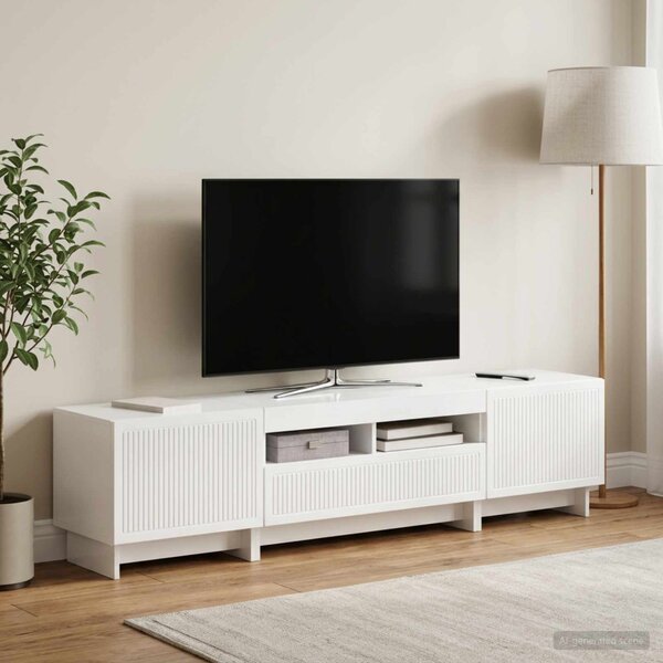 5 darabos LED TV szekrény Magasfényű Fehér Szerelt Fa