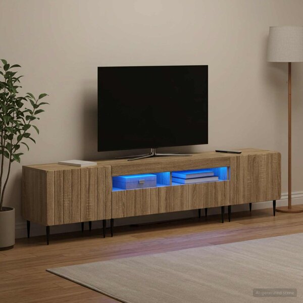 3 darabos LED TV szekrény ZWOLLE Sonoma Tölgy Szerelt Fa