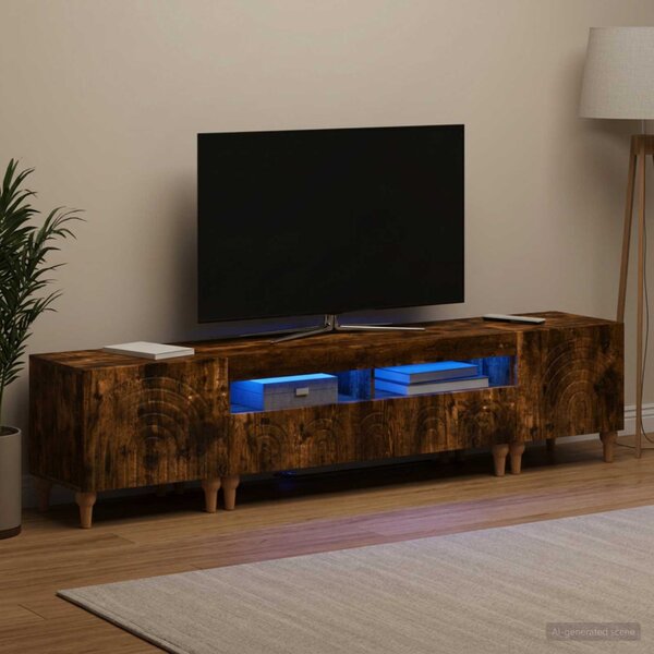 3 darabos LED TV szekrény Füstös Tölgy Szerelt Fa