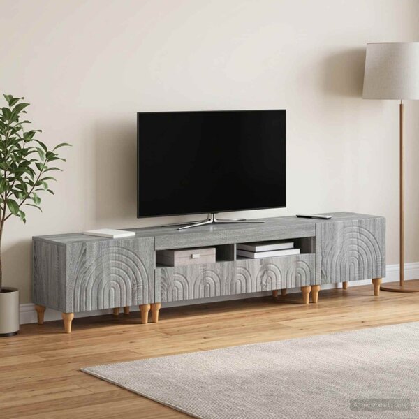 3 darabos LED TV szekrény Szürke Sonoma Szerelt Fa