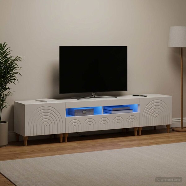 3 darabos LED TV szekrény Magasfényű Fehér Szerelt Fa
