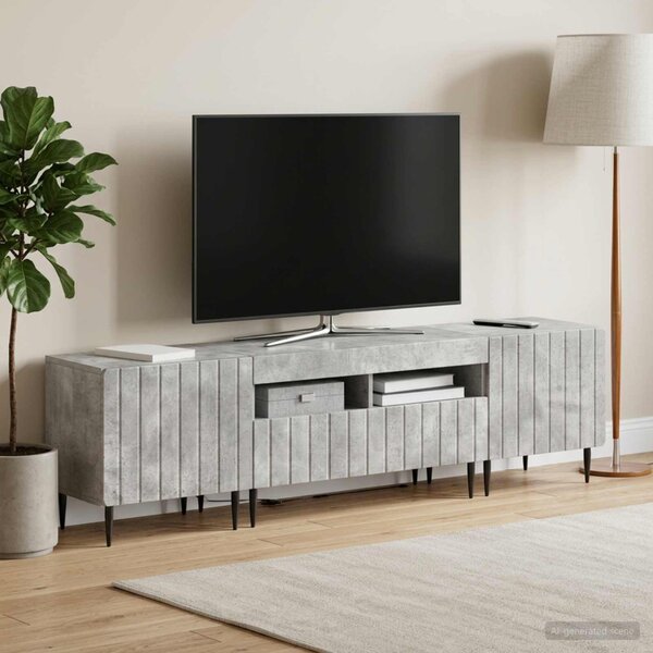 3 darabos LED TV szekrény ZWOLLE Betonszürke Szerelt Fa