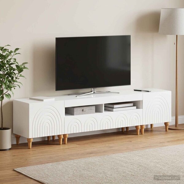 3 darabos LED TV szekrény Magasfényű Fehér Szerelt Fa