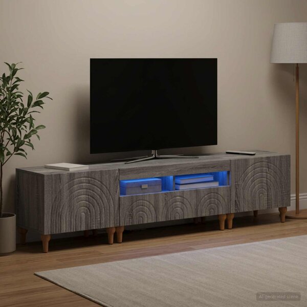 3 darabos LED TV szekrény Szürke Sonoma Szerelt Fa