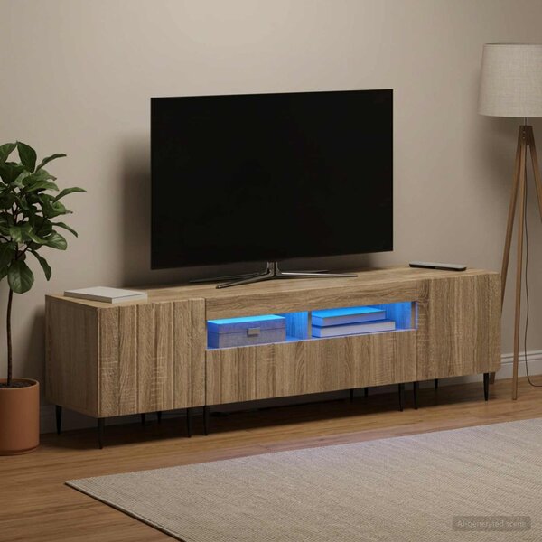 3 darabos LED TV szekrény ZWOLLE Sonoma Tölgy Szerelt Fa