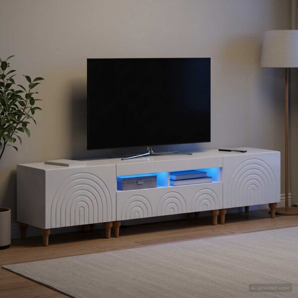 3 darabos LED TV szekrény Magasfényű Fehér Szerelt Fa